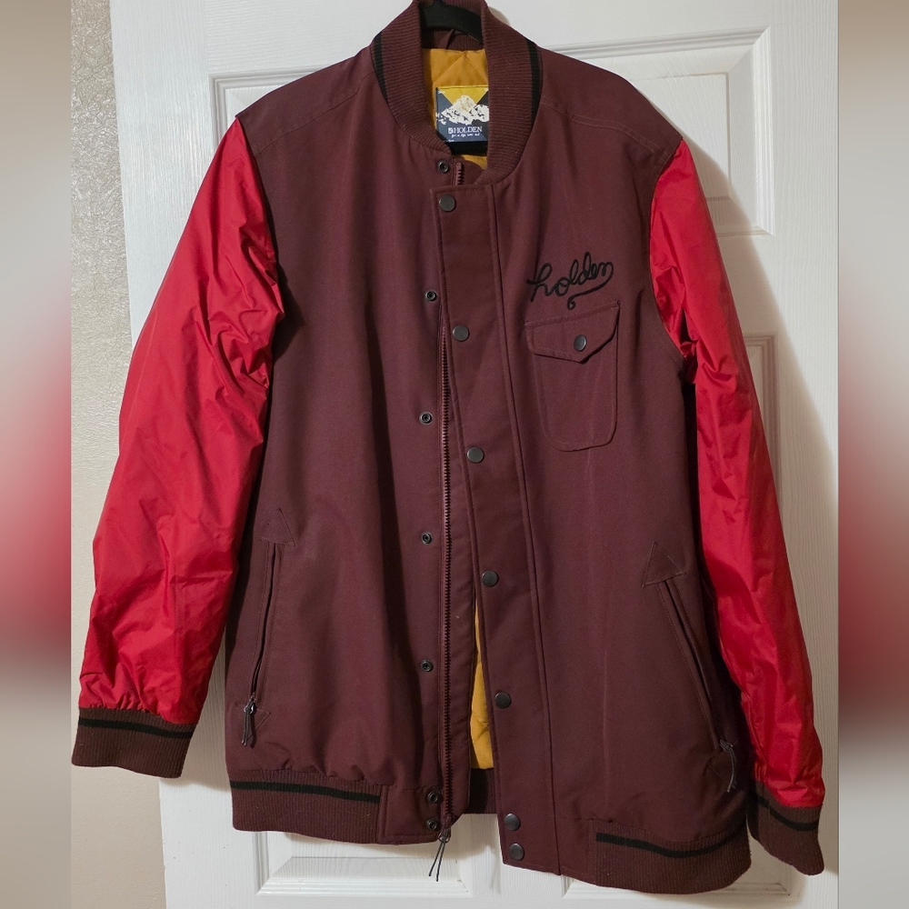 Holden Men's Burgundy and Red Bomber Jacket